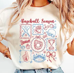 Baseball Season Cute Coquette Cotton Tshirt for Fans - Gildan G5000 Crew Neck Summer Top