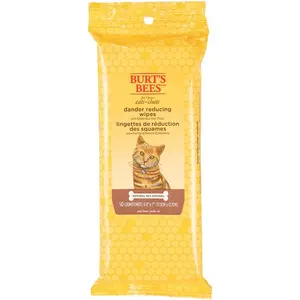 Burt'S Bees for Pets Cat Dander Wipes with Colloidal Oat Flour, 98% Natural Origin Formulas, Cat Dander Remedy, Cat Wipes for Allergy Relief, Cat Dander Wipes, 50Ct Fetch for Pets