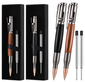 2 Sets Bolt Action Bullet Pens for Men with Gift Box, Black Ink Refills – Perfect Christmas, Birthday, Father’s Day & Party Gifts for Collectors