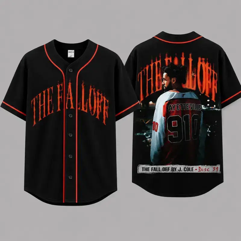 J. Cole The Fall-Off Tour 2026 Baseball Jersey, Disc 29, Disc 39 Hip-Hop Shirt, The Fall-Off Album Jermaine Lamar Cole Fan Graphic Tee, Cole World Music Fan Merch Shirt, Gifts Fan