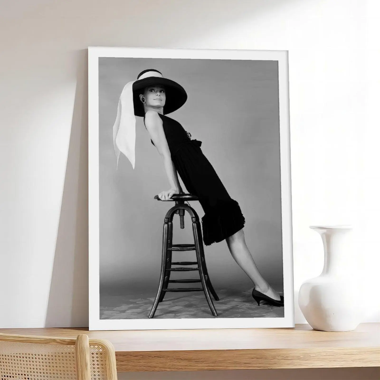 Audrey Hepburn _ Breakfast at Tiffany's, Retro Hollywood,photo, vintage, couple，Minimalist Neutral Poster Print, Aesthetic Wall Decor for Bedroom.