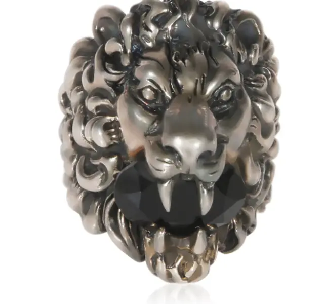 Pre-owned Gucci Crystal Lion Head Ring