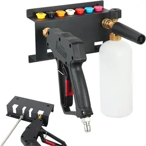 Pressure Washer Gun Holder,Foam Cannon Holder for Pressure Washer Gun, Foam Cannon,Fit 1/4 Inch Quick Connector,Pressure Washer Nozzle Tips and Wand Extension Storage Rack Wall Mounted