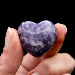 ONE 30mm Lepidolite Crystal Heart, Madagascar