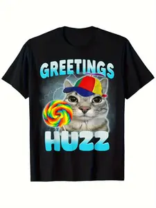 Where The Huzz At Playful Cat Meme T Shirt Guaranteed To Get Smiles Unisex Fit Cotton Streetwear Basic Tee For Cat Lovers