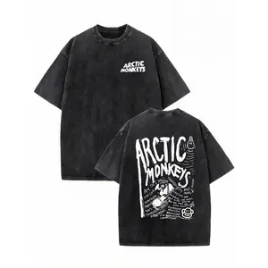 Arcti Monkeys Band, Men's Vintage Double-Sided T-Shirt, Retro Rock Print Washed Street Short Sleeved Shirt,Comfortable & Breathable Material,Vintage Street Style Tee for Adults and Teens,Everyday Outfit