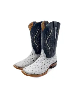 Cowboy Boot Icy White Ostrich