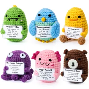 JOYIN 6 Pcs Crochet Positive Animals with Positive Messages, Emotional Support Stuffed Animal Bulk, Cute Crochet Plushies for Graduation Gift, Employee Appreciation, Anxiety Relief & Mental Health