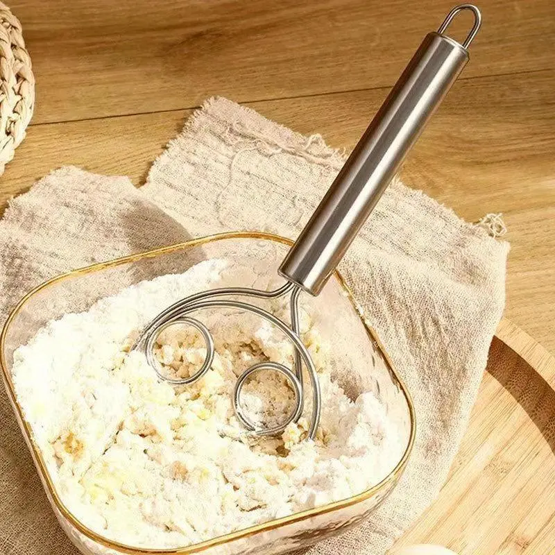 1pc Upgraded Baking Flour Mixer Double Eyes Coil Powder Mixer Stainless Steel Flour Mixer Dough Mixing Tool Kitchen Gadget Bakeware Utensils for restaurant/food truck/bakery