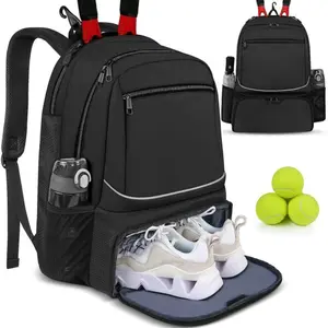 NEW Professional Racquet Backpack,Tennis Backpack Sports Racket Pack Holds 1-2 Tennis Rackets Outdoor Badminton Bag With Shoe Compartment,Back to School,Mother's Day Gift