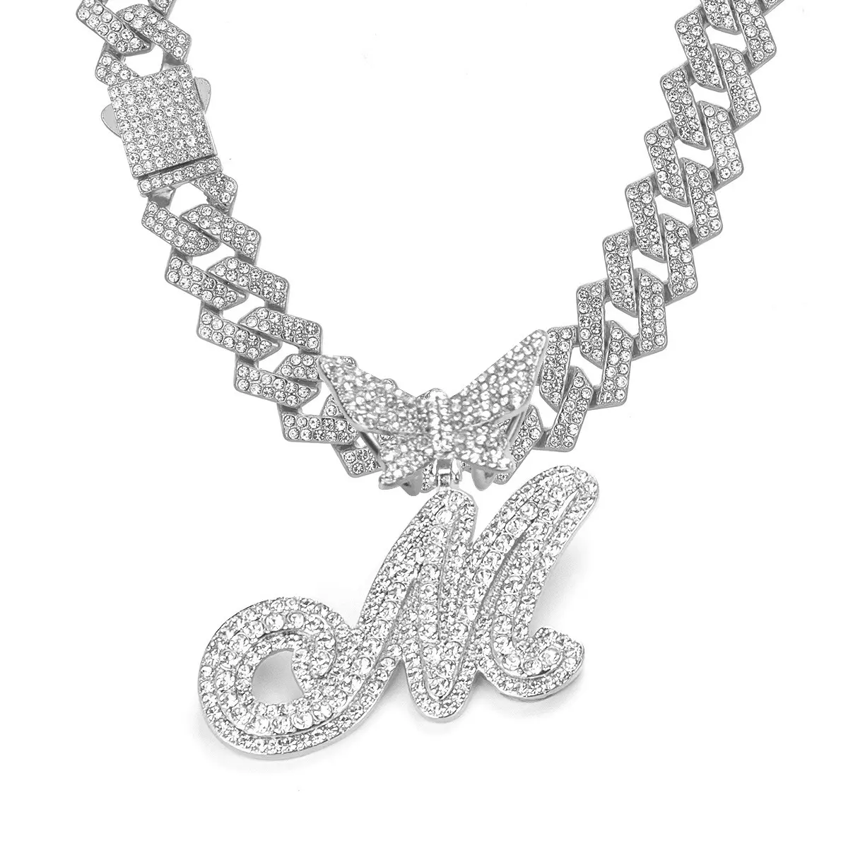 Silver letter necklace M