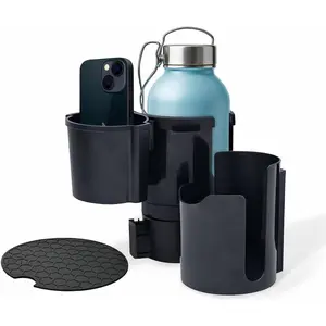 Cup Holder Expander - 2 in 1 Adjustable Cup Holder Adapter Set with  Bottle Mount Accessory - Fits Big Cups and Large Water Bottles - Drink