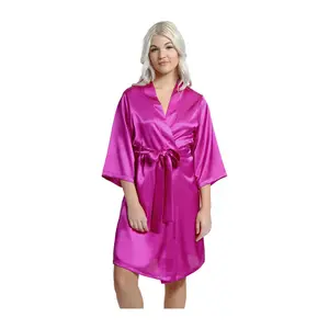 iCollection Satin Robe w/ Binding Trim Detail and Sash