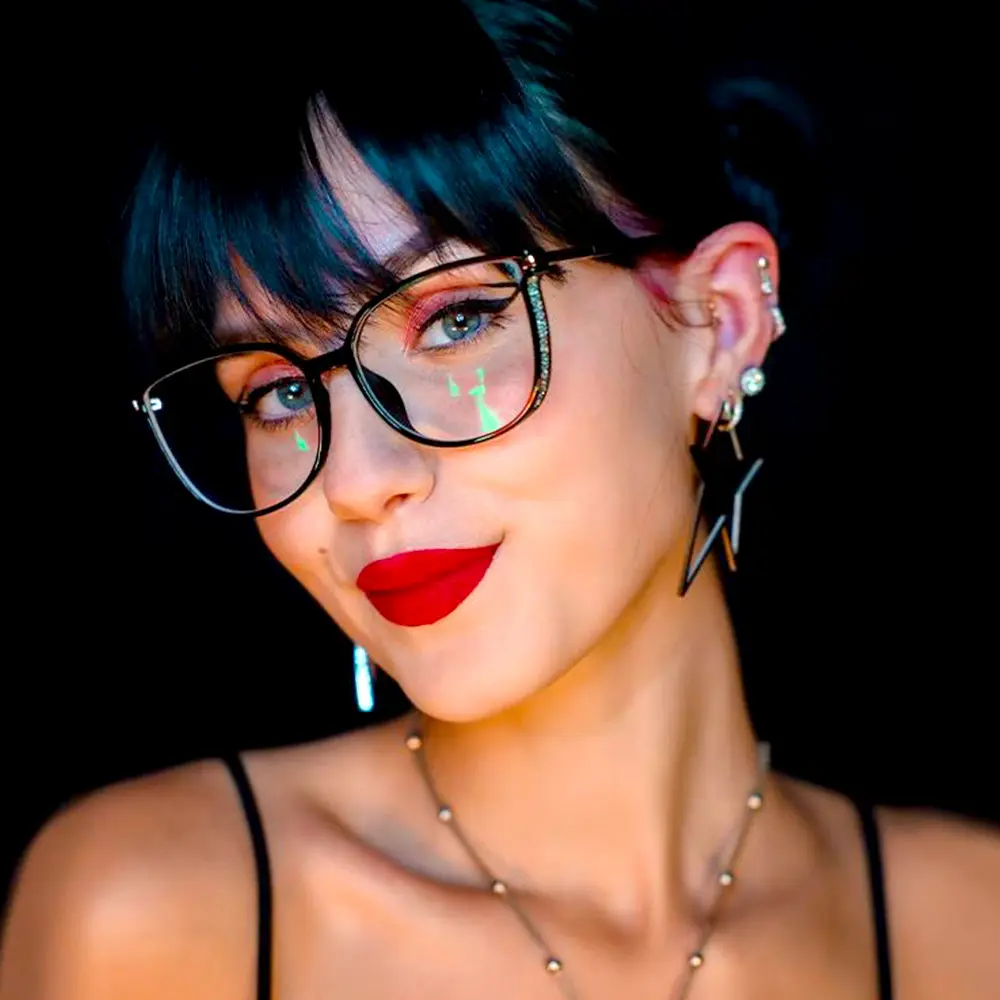 Unisex Full Rim TR90 Fashion Optical Frames with TAC Blue Light Blocking Plain Lenses, Anti-Fatigue Anti-Glare Computer Glasses, Metal Spring Legs for Work From Home, Office Use, Blue Light Blocking Lens