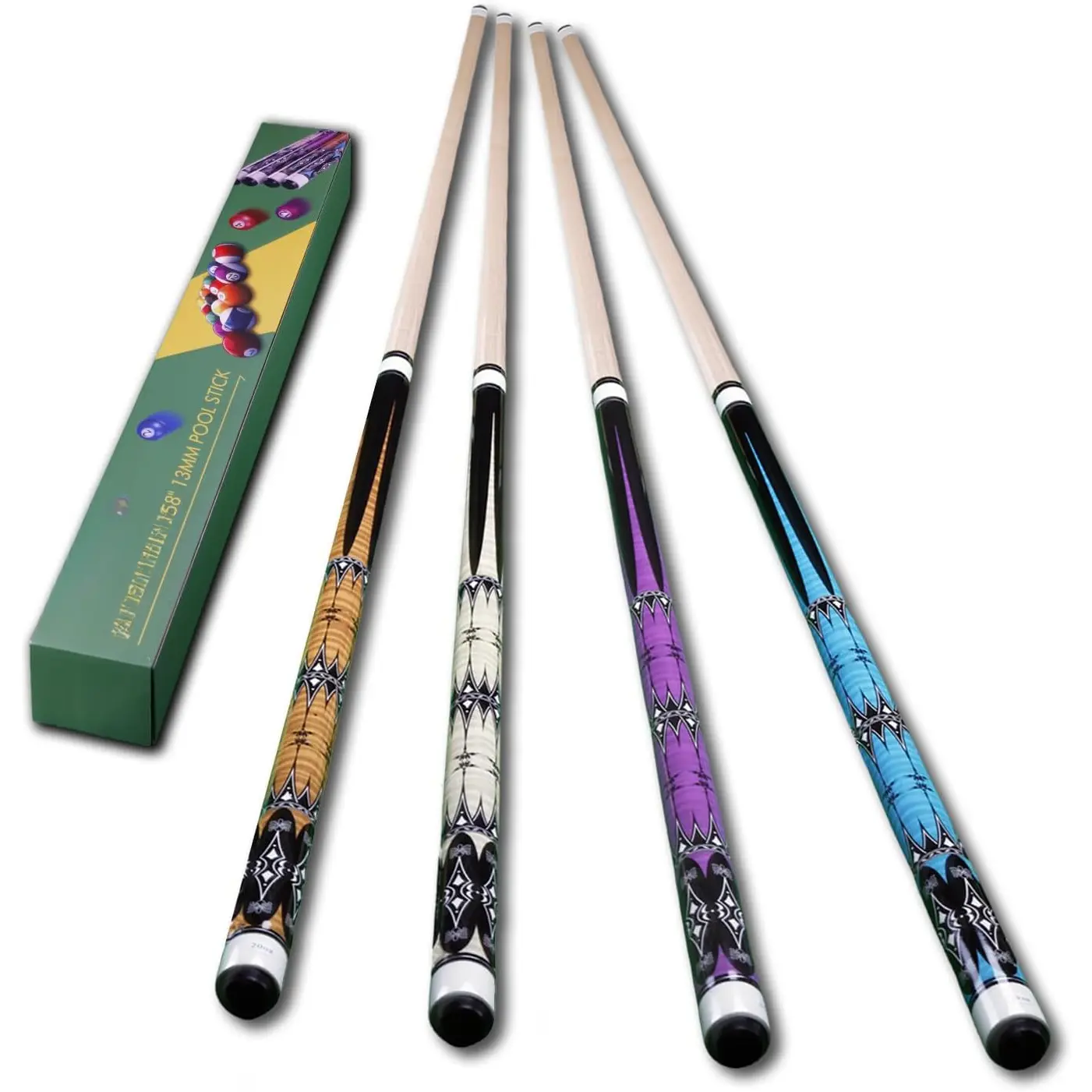 13mm 58 Inch 19 20 oz Billiard Pool Cue Stick, 1/2 Maple Billiard Pool Stick, House Bar Pool Table Sticks for Men