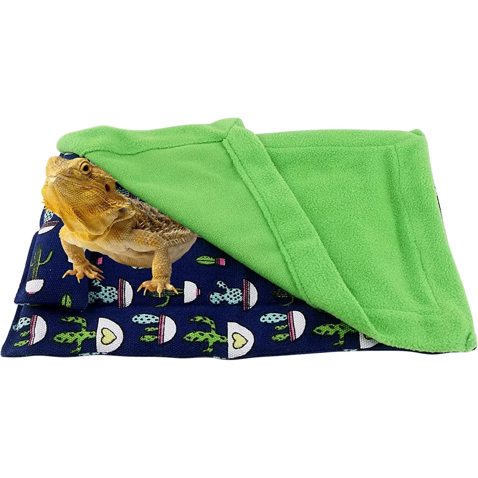 HOSUKKO Bearded Dragon Bed with Pillow Lizard Sleeping Bag Blanket Soft Warm Hideout Terrariums Accessories for Reptile Lizard Bearded Dragon (Blue) HOSUKKO