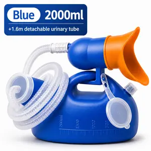 Blue 2000ML Portable Urinal with 62.99in Extendable Catheter Tube, Thick Odor Resistant Large Capacity Travel Potty for Elderly, Children, Bedside & Easy Night Use