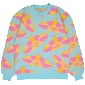 Steady Hands Rosy Maple Moth Knit Sweater Pastel Yellow Blue Pink Moths Insects Bugs