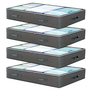 2/4/6 Pack Under Bed Storage Bags, 90L Large Foldable Clothes Organizers with Reinforced Handles, Fabric Underbed Storage Containers for Blankets, Comforters, Bedding, Seasonal Clothes, Closet & Bedroom