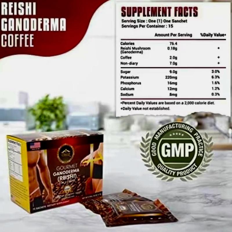 SPECIAL! 6 boxes of Ganoderma Coffee - Unique Blend of Coffee & Ganoderma Lucidum Extract - 18 Robes - Refreshing Beverage - 72g (12g ea) Bean