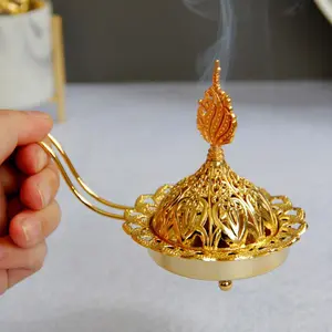 Metal Incense Burner, 1 Count Vintage Incense Holder with Handle, Decorative Incense Burner for Home Office Wedding Party, Fragrance Incense