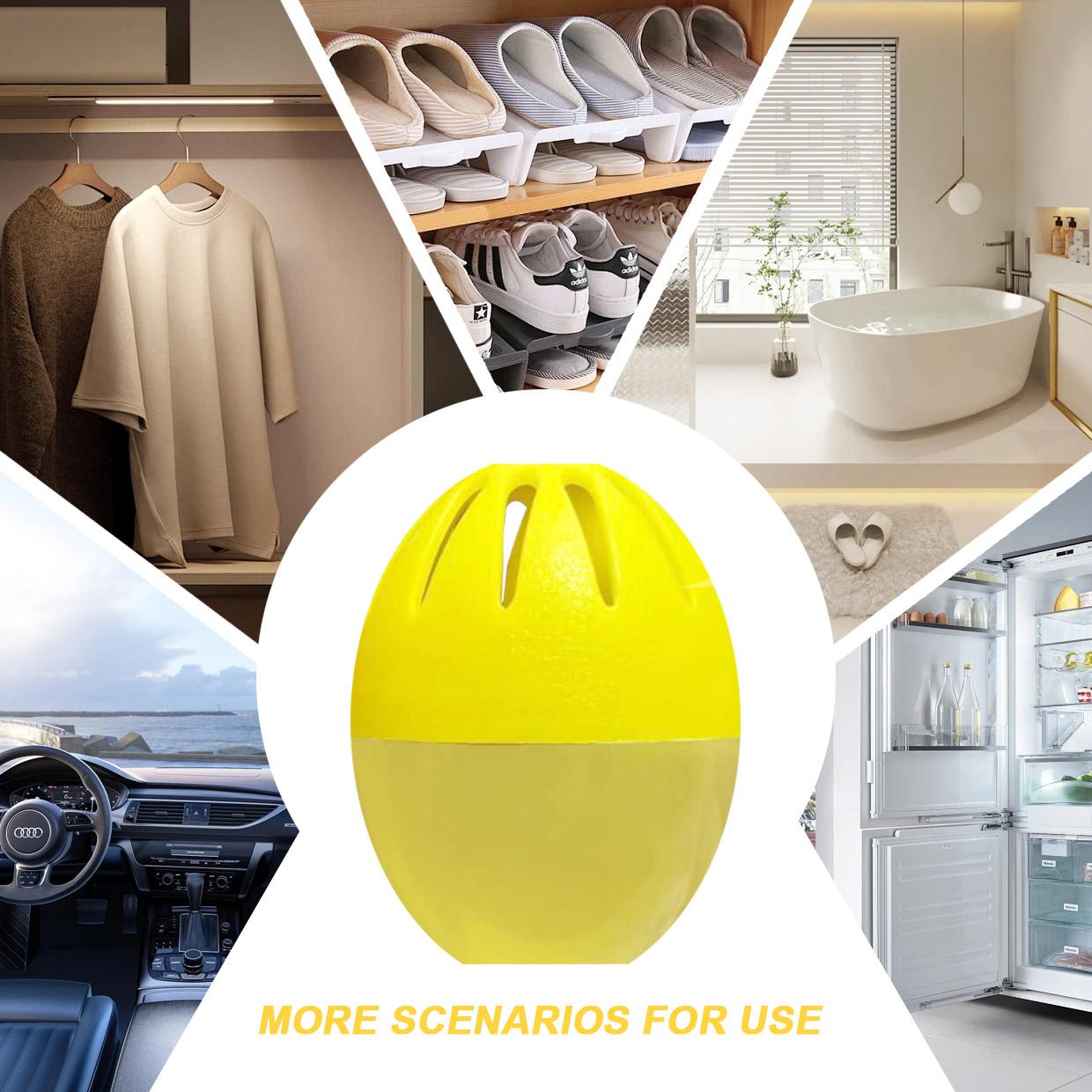 HerbAngel 6-in-1 Fridge Odor Eliminator | 4-Pack Lemon Deodorizing Eggs | 10-Day Freshness Guarantee & 99.9% Odor Removal | Safe for Fridge Car Closet & Pet Area