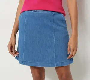 Isaac Mizrahi Live! Regular Knit Denim Pull on Skort