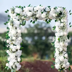 Large Artificial Wedding Arch Garland, Artificial Flower Decoration | 1pc 39.3" White & Roses, Greenery & Cascading - Realistic Fake Flowers for Wedding, Reception, Garden, Valentine's Day Decor - Easy Assembly Panel System (Plastic)