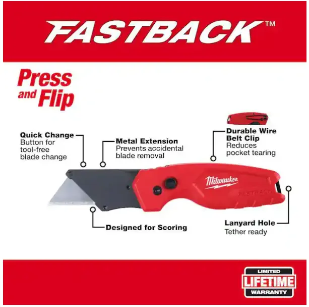 FASTBACK Compact Folding Utility Knife with General Purpose Blade