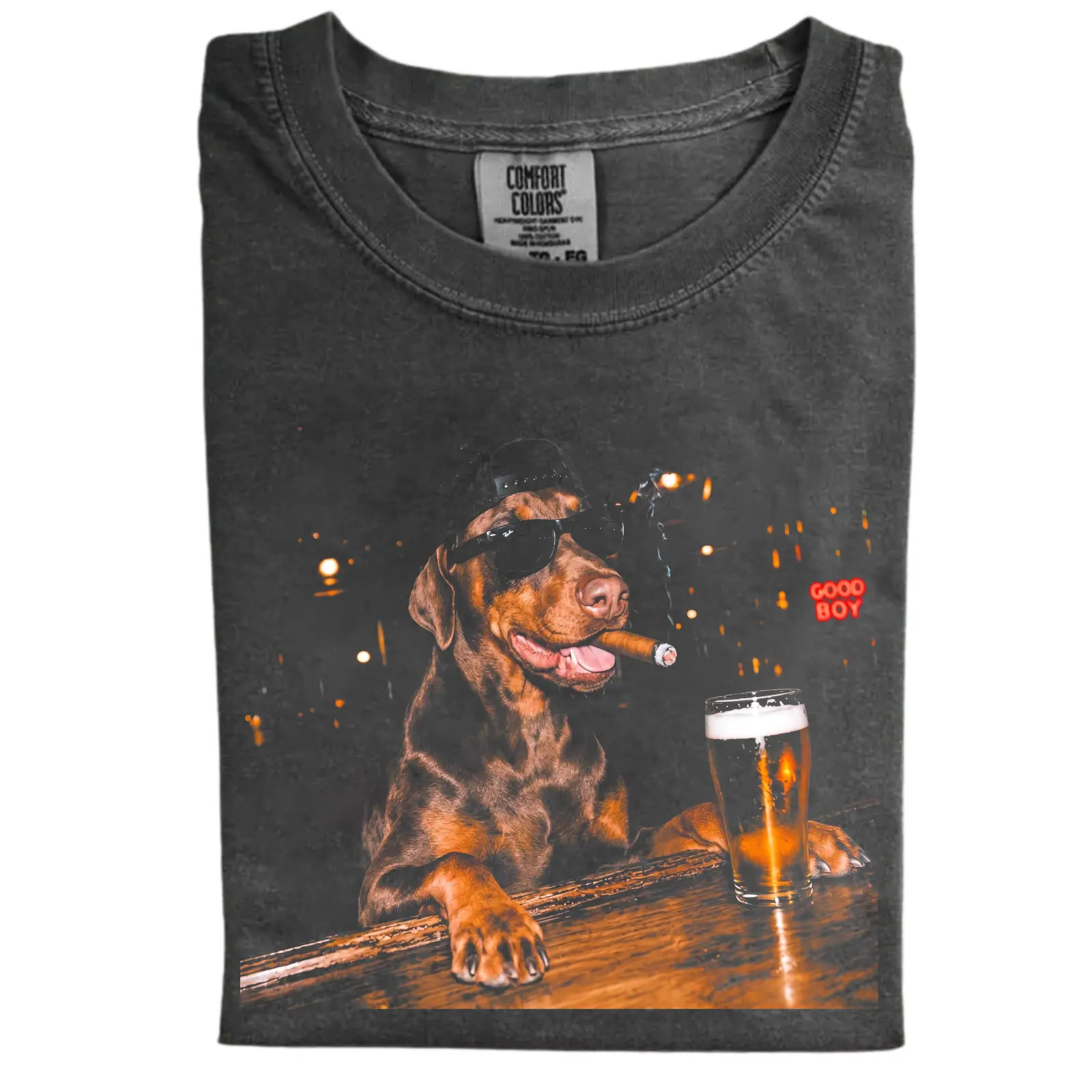 Funny Doberman Brown Drinking Beer T-Shirt, Vintage 90s Edgy Dog Meme Tee, Streetwear Graphic, Unisex Fit Design, Unique Pet Lover Gift