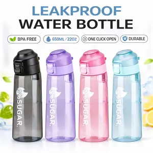 650ML Flavor Water Bottle with 3 Flavor Capsules, Gym Fitness Water Jug, Air Fill Straw Bottle, Casual Style, Sports Drinkware