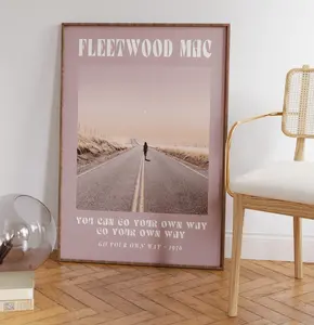 Fleetwood Mac Music Poster, Vintage 70's Art, Fan Prints, You Can Go Your Own Way, Printable, Gift for Friend, Lyrics Print