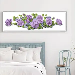 Rose Cross Stitch Kit, DIY Floral Embroidery, Long Home Decor Wall Art, Handmade Material Pack, Craft Project Supplies, Flower Embroidery, Handmade Gifts