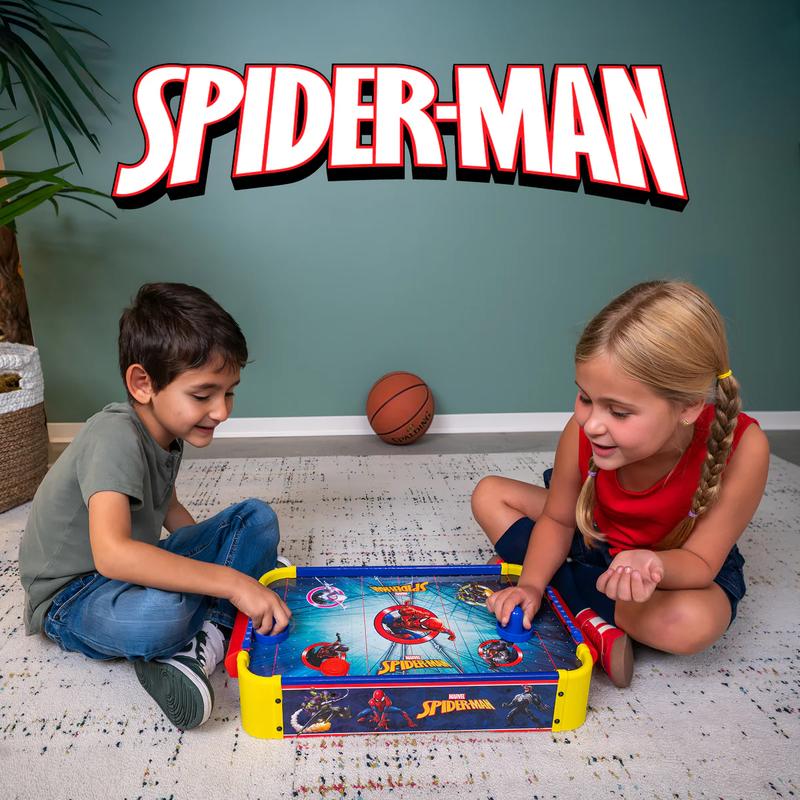 Marvel Wooden Electronic Air Hockey Table: Spider-Man | Spidey and His Amazing Friends | Avengers | Transformers, Ages 4+, Officially Licensed