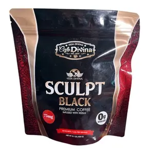 Cafe Divina Sculpt Black Coffee 75g - Premium Coffee Infused with Reishi, 0g Sugar, Ideal for Coffee Lovers, Beverage Natural Flavor
