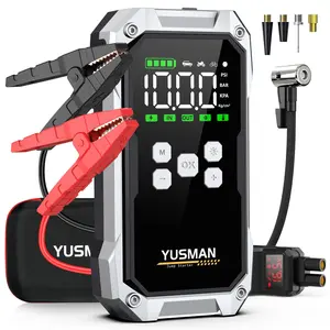 YUSMAN 9500A 5-in-1 Portable Car Jump Starter with Air Compressor 150PSI Tire Inflator 12V Battery Charger Jumper Box LCD Display for Gas Diesel Engines