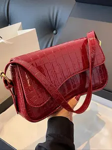 Women's Fashionable Crocodile Embossed Handbag, Casual Versatile Shoulder Bag for Commuting, Dating, and Parties, Trendy All-match Bag for Daily Use, Casual Crossbody Bags
