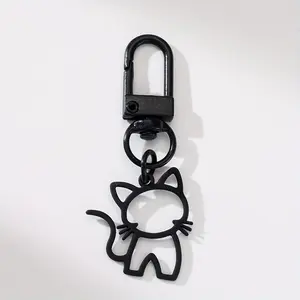 1pc Cute Cat Keychain with Hollow Design - Alloy Car Key & Backpack Charm, Colorful Cat Keyring for Valentine's Day Gift, Men's Fashion Accessory, Playful Key Holder | Quality Metal Ring Attachment, Cute Keychain