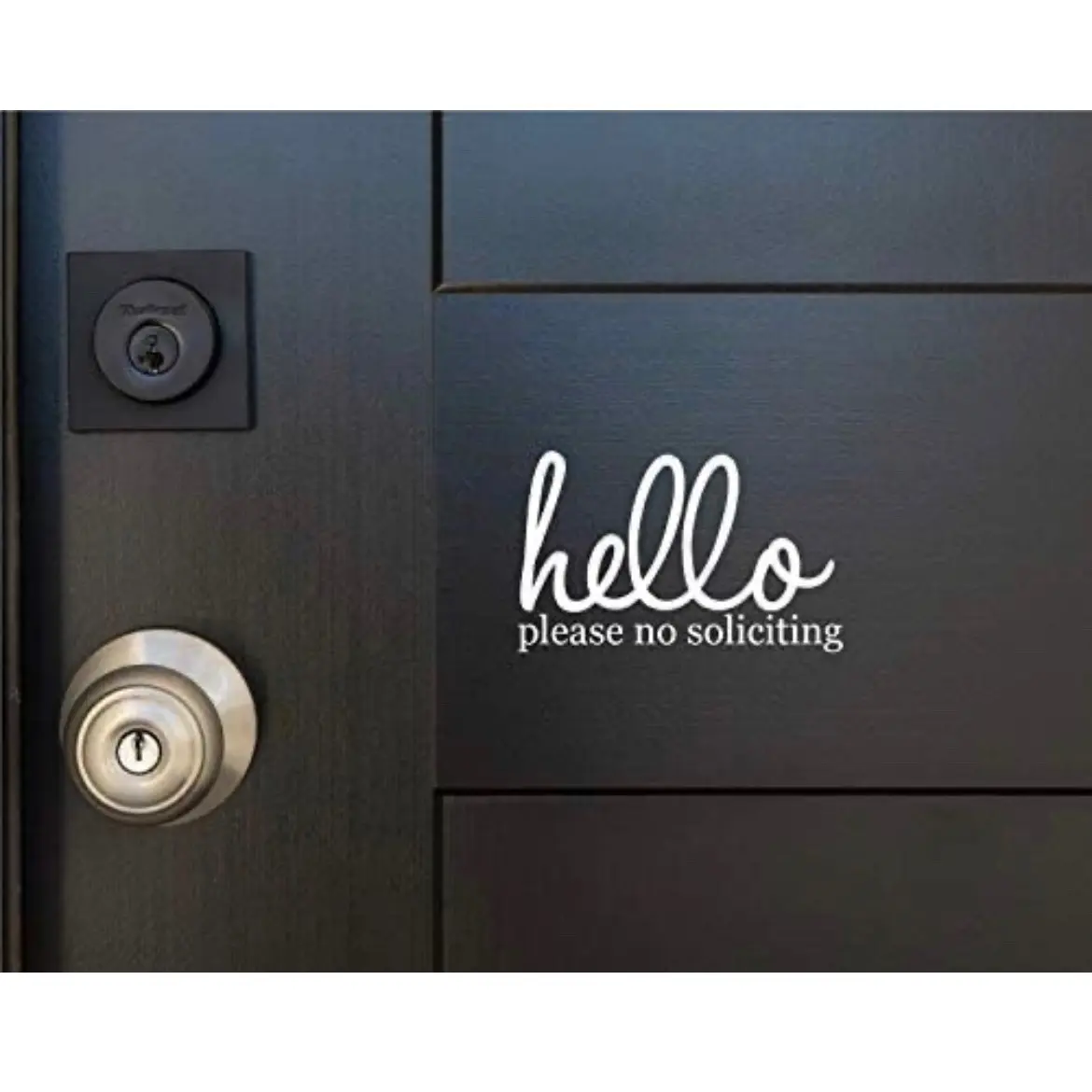 Hello Please No Soliciting - Vinyl Home Decor Decal Sticker Wall Art 6.5X4 inches