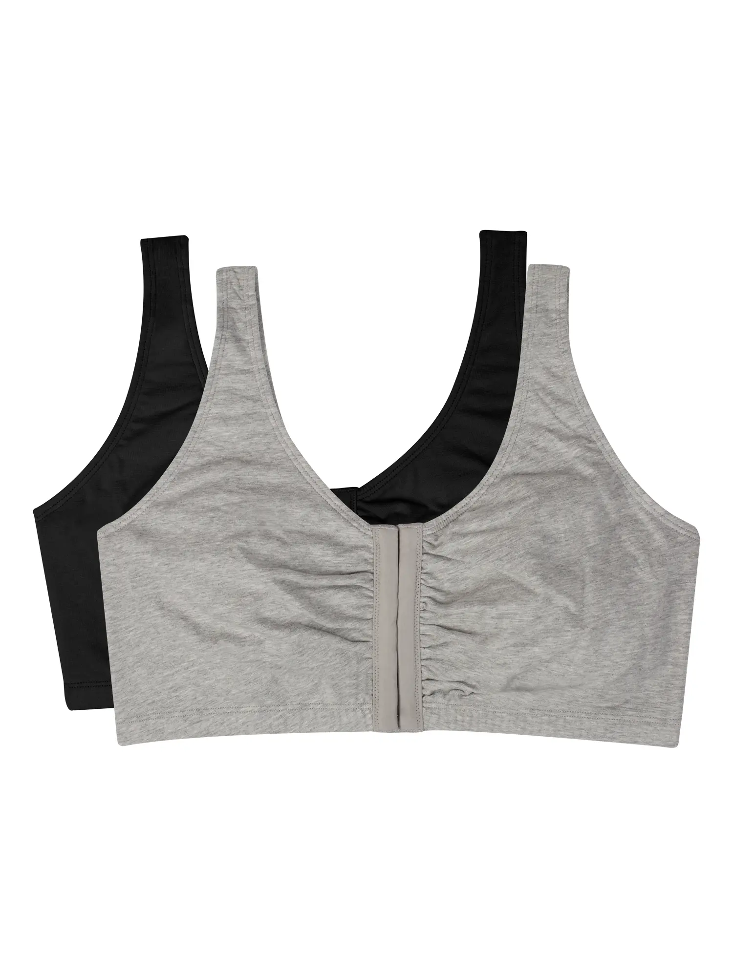 Fruit of The Loom Women's Comfort Front Close Cotton Sports Bra, 2 Pack