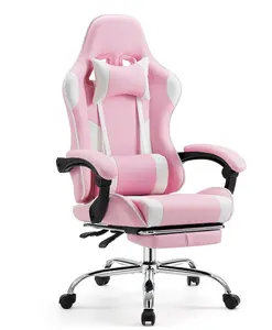 Gaming Chair with Footrest, Ergonomic Office Computer Desk Chair w/Spring Cushion, Lumbar Support & Headrest