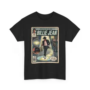 MJ Billie Jean Comic Shirt, Thriller Era Vintage Tee, Light Up Sidewalk Gift Graphic Tee Heavy Cotton Tee Shirt, 100% Heavy Cotton Shirt