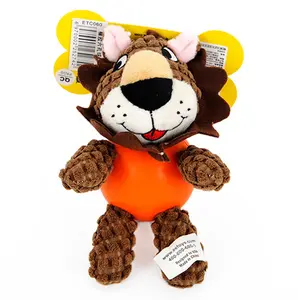 Dog Plush Chew Toy with Squeaker, Flannelette & Rubber