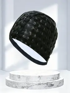 Adults' PU Swim Cap, High Elastic Waterproof Breathable, Large Size, Unisex, Non-Irritating Headband, PU Coating Swimming Hat