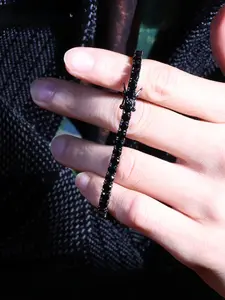 1pc ICEDCHICS Men's 4mm Black Tennis Bracelet - Plated Hip-Hop Style with Synthetic Stones, Sleek Durable Design for Thanksgiving Christmas Father's Day Gifts & Casual Attire, Fashion Bracelets, Exquisite Bracelet, Stylish Modern Wristwear