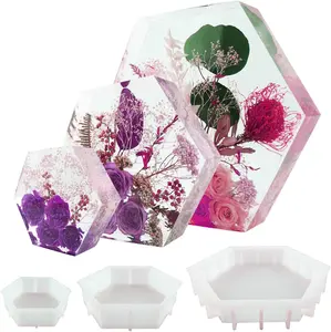 3 Pcs Large Silicone Molds, Deep Epoxy Resin Hexagon Molds for Resin Casting, Home Decor, Flowers Preservation, DIY Wedding, Gift(3 Sizes) Pamkol