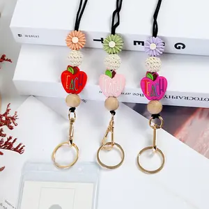 Necklace hanging rope, wooden bead, wooden tassel hanging rope, keychain, work permit pendant
