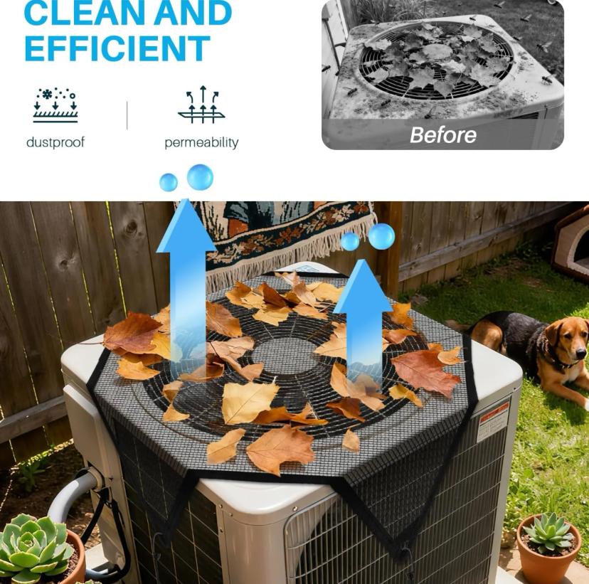 Outdoor Air Conditioner Cover, 1 Count DurableSynthetic Outdoor Windproof Dustproof DesignAir Conditioner Cover, Protects Against Dust andCold Air, PVC Mesh for Ventilation, Home Supplies