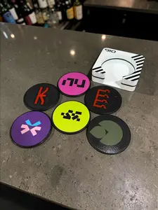 Marathon Faction Coaster Set – 6-Piece 3D Printed Coasters – Bungie Fan Gift – CyberAcme Arachne MIDA Traxus NuCaloric Sekiguchi – Gaming Room Decor