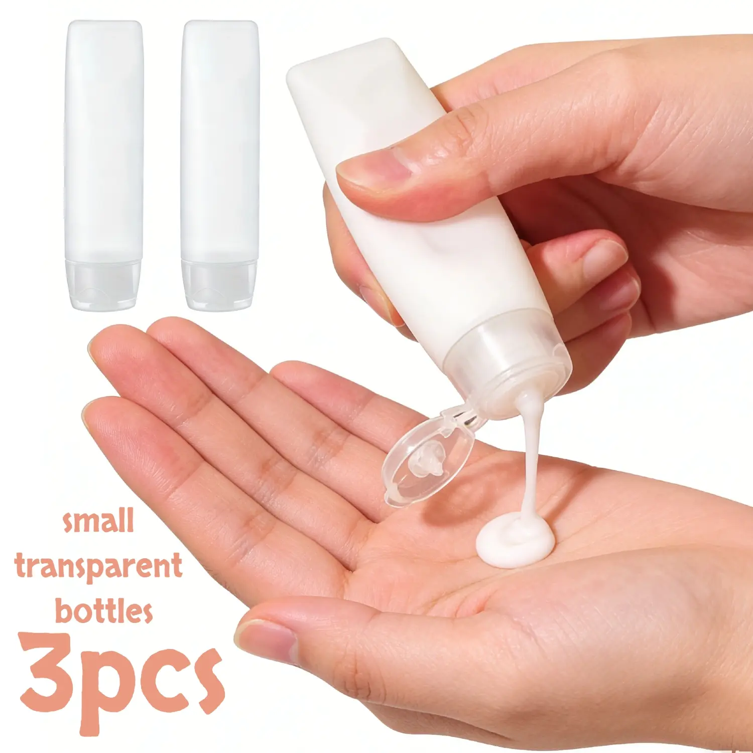 3pcs leak-proof flip-top squeeze bottles with single-hand dispenser, reusable travel containers, suitable for shampoo, lotion, conditioner - compact Stackable bottles for gym, salon, home, camping, Plastic bottles